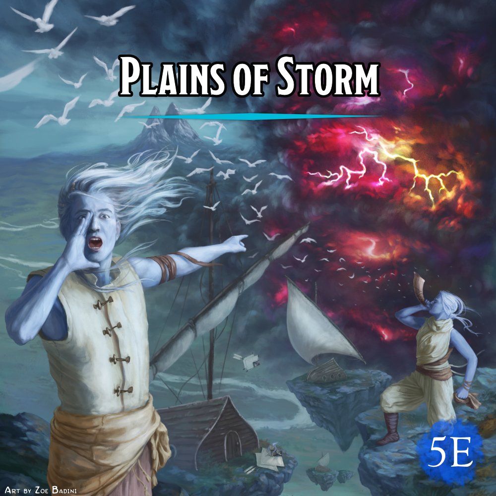 It's always stormy in the Vestruya Plains 🌩️

Plains of Storm is now available on <a href="/DriveThruRPG/">DriveThruRPG</a> 

Brave ethereal storms, meet native factions, explore dangerous locations, and face new creatures in combat.

Cover by <a href="/ZoeBadini/">Zoe Badini ➜ @zoebadini.bsky.social</a>