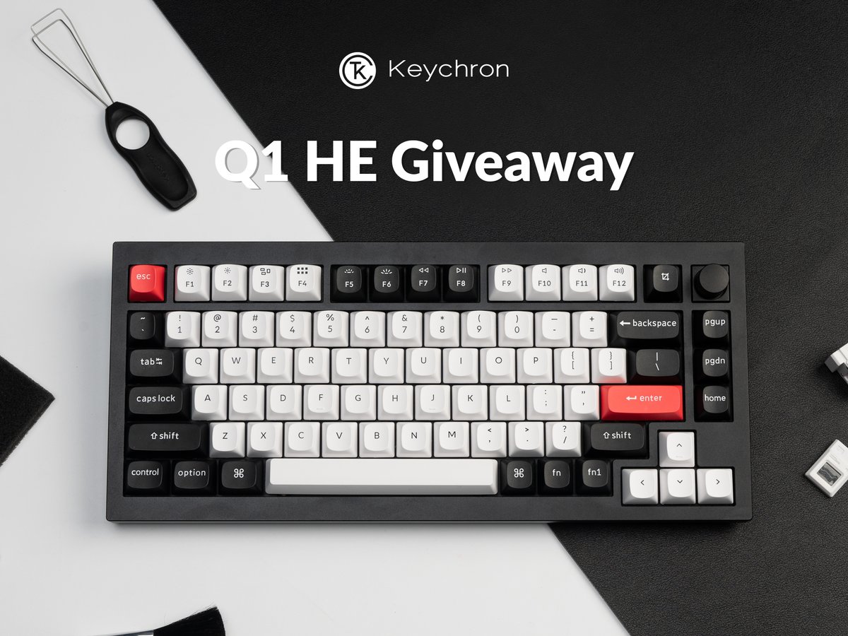 KeychronMK's tweet photo. To celebrate the release of the Keychron Q1 HE on Kickstarter, we are giving away two Q1 HE keyboards to two lucky winners🎉. Winners will be announced on December 11th.

Retweet and join the #giveaway 👉https://t.co/zGQtcbGUi7
Order here 👉 https://t.co/533BdIFcXC https://t.co/dbRUCOJ0bz