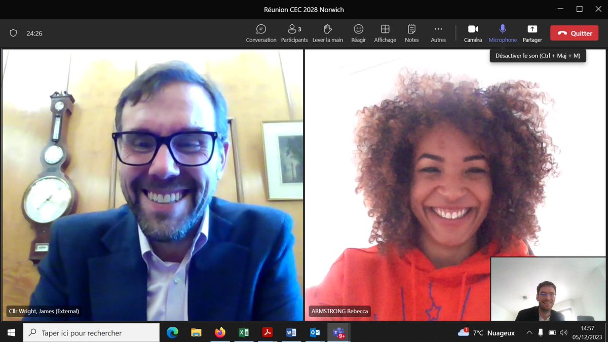 Réunion de travail cet après-midi avec @ongReb &amp; le Lord Maire de Norwich <a href="/LMNorwich/">Lord Mayor of Norwich</a> au Royaume Uni sur notre candidature <a href="/rouen2028/">Rouen Seine Normande 2028</a> 
<a href="/NorwichCC/">Norwich City Council</a>, <a href="/Rouen/">Ville de Rouen</a>, la vallée de Seine &amp; la <a href="/RegionNormandie/">Région Normandie</a> ont une histoire &amp; un patrimoine si riches en commun. Ensemble construisons l'avenir!