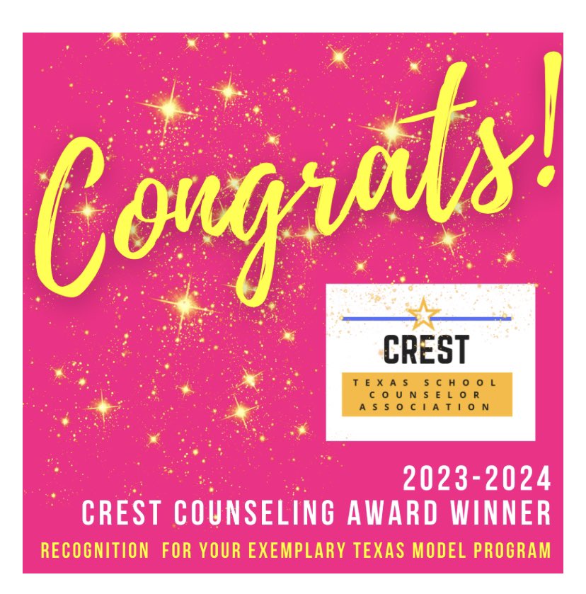 CleverCounselor's tweet photo. We won the CREST Advocacy Award for Doss Elementary- our 4th year winning CREST! I’m so lucky to work with such an amazing co-counselor at such an amazing school. @AISDCOUNSELING @Sheridan4T @AISDElementary @TxCAtweets #CRESTwinner https://t.co/55ho45BpPs