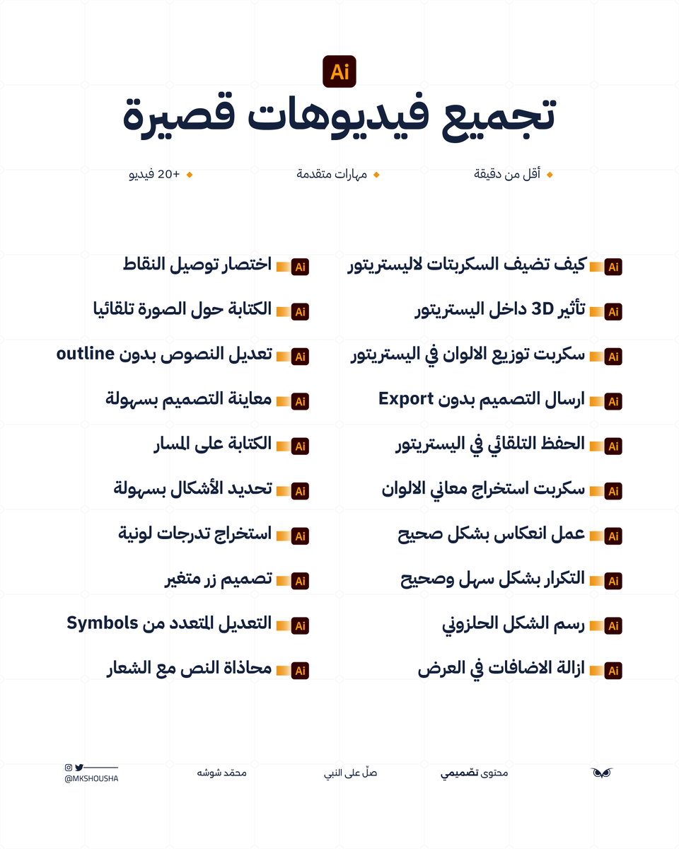 Mkshousha's tweet photo. هذا الثريد كنز لاي احد حاب يتعلم اليستريتور او يتطور فيه ..

تجميعة للفيديوهات القصيرة في الحساب ان شاء الله : https://t.co/vEGlA4HHXO