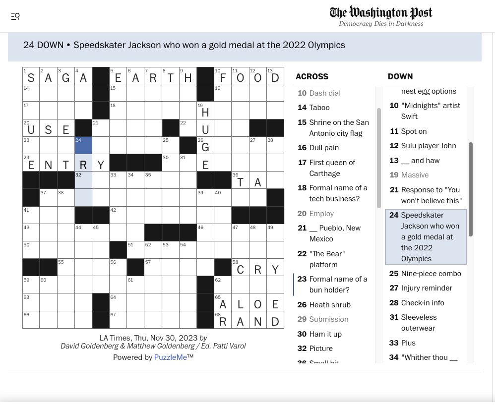 <a href="/ErinJackson480/">Erin Jackson</a> is in my crossword! 😍