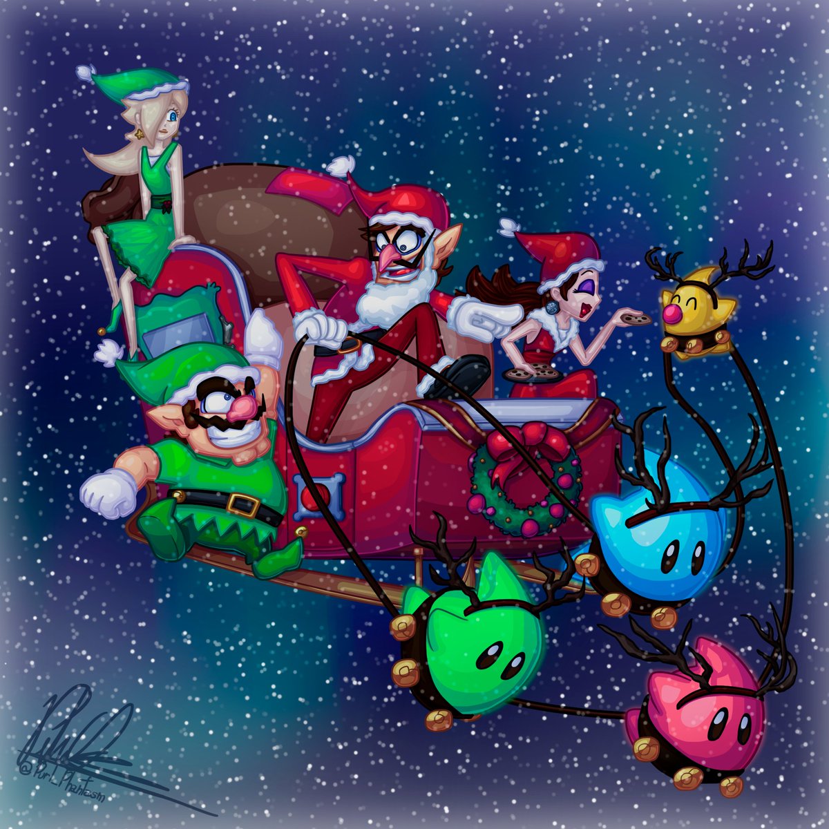 Purl_Phantasm's tweet photo. Riding the sleigh!

#waluigi #pauline #wario #rosalina https://t.co/8E2XiP0OeZ