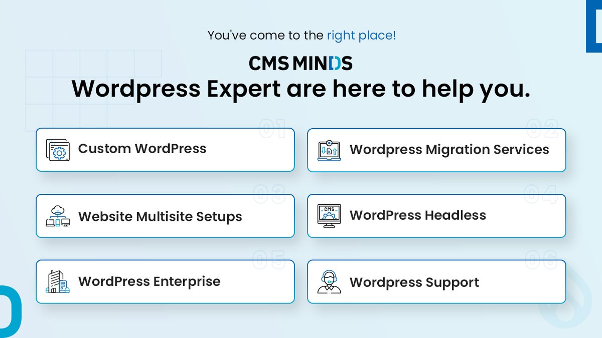 cmsminds's tweet image. Do you require the assistance of a following Wordpress Services? You&apos;ve come to the right place! 

For more details contact us at : info@cmsminds.com or +1 (919) 694 8000 or visit us at - cmsminds.com/wordpress-deve…

#customwordpressdevelopment #wordpressmigrationservices