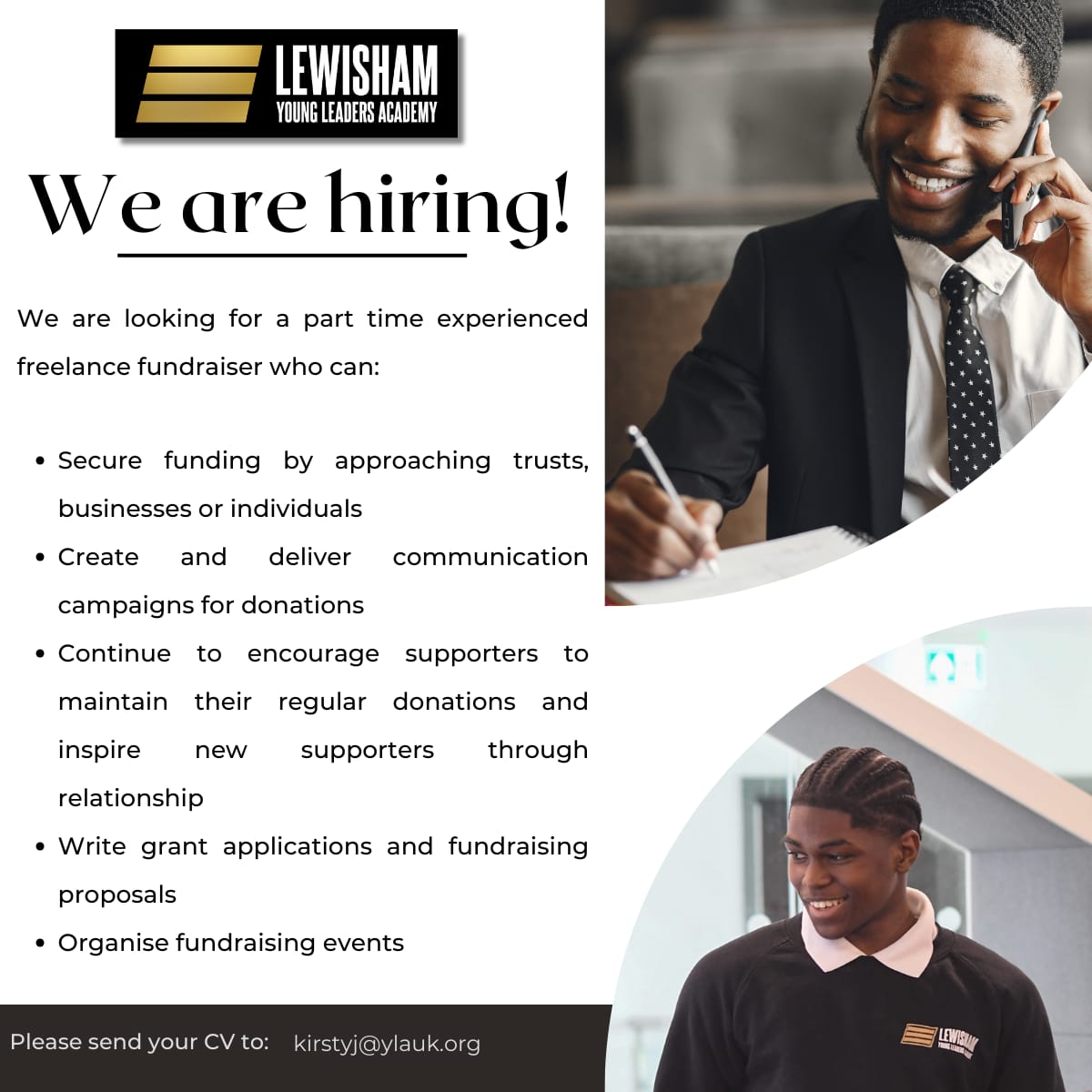 LewishamYla's tweet photo. Looking for a part-time flexible role? 

We are looking for a fundraiser who can help us secure funds to support and expand our youth services! 

Get in touch or share with your networks! https://t.co/g2DDf0MOgx