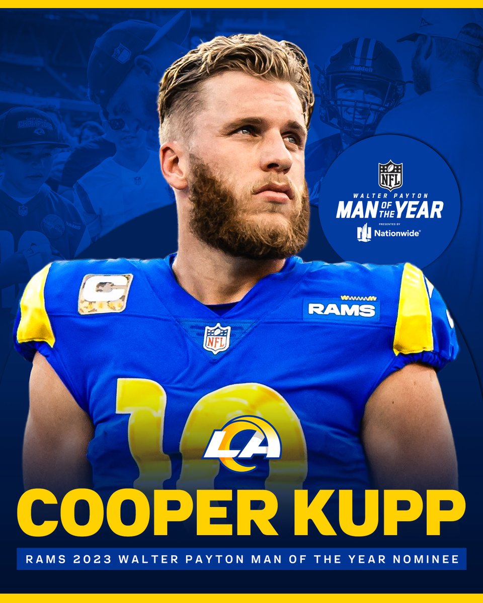 RamsNFL's tweet photo. A star on the field + in the community.

We're proud to name @CooperKupp our @Nationwide Walter Payton Man of the Year nominee! #WPMOYChallenge 🔁 https://t.co/Xc5hgpFYP2