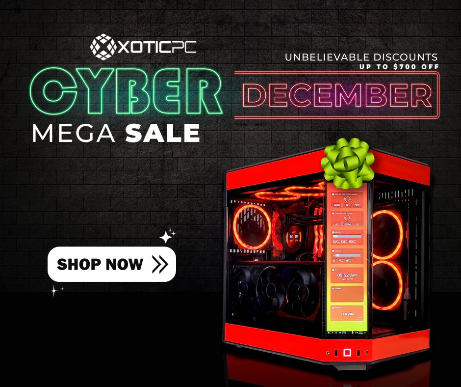 XoticPC's tweet photo. Upgrade your battle station and conquer the virtual world in style. Don't miss out – it's time to power up! ⚡#CyberDecember #gaming #gamingpc #customcomputer #pcgamers
https://t.co/GxBHumqKXq https://t.co/iIwjE5dkYz