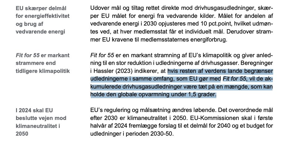 Fra den spritnye vismandsrapport:

Hvis resten af verden havde samme klimapolitik som EU, ville vi være tæt på at »holde den globale opvarmning under 1,5 grader.«

Og dermed leve op til Paris-aftalen.

dors.dk/files/media/WE…