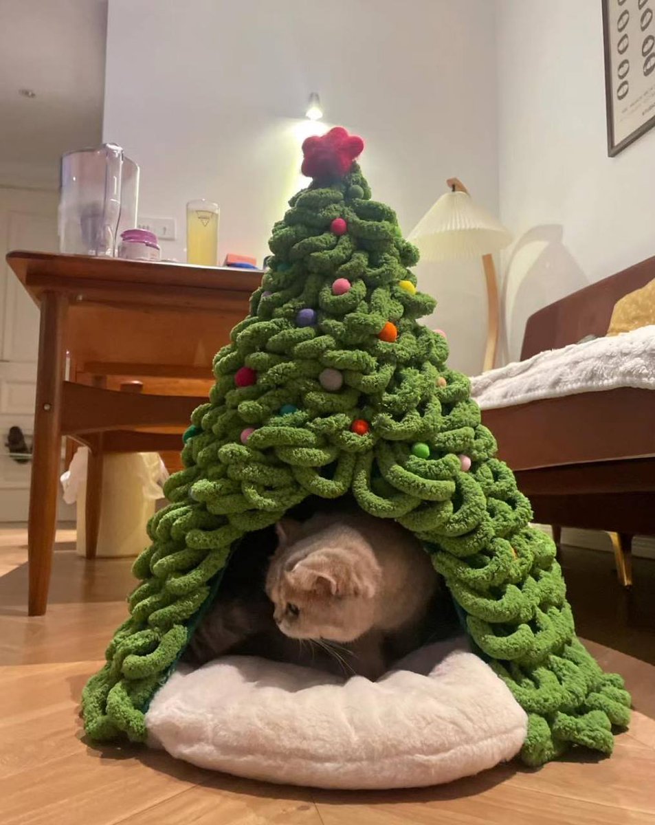 rem49er's tweet image. I made a Christmas nest for my little one and I think he would love it🎄🐶🐱🤭