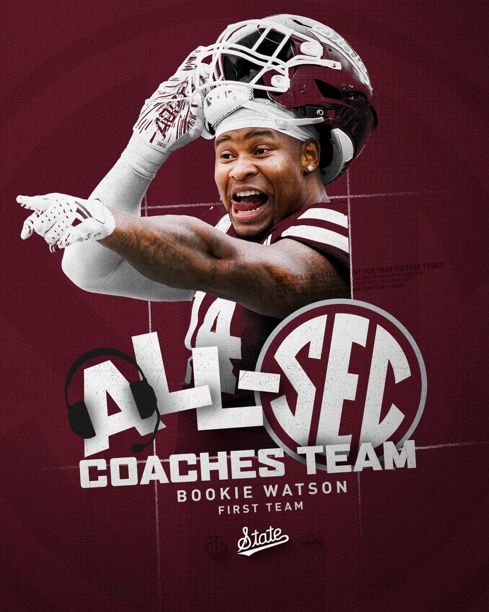 Another Big Time honor for Bookie! @Nathaniel_ATH earns All-SEC Coaches First Team honors after a stellar 2023 campaign! 📰 » hailst.at/3TbRsrX #HailState🐶