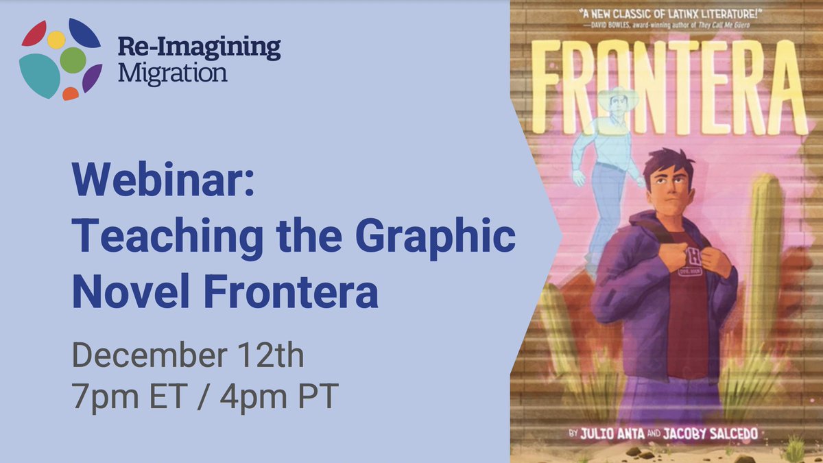 Don't miss out! @JulioAnta , @notjacoby, and @SaraKAhmed will all join us for a conversation about teaching the Harper Collins Publishers graphic novel Frontera on December 12, 7pm ET, 4 pm PT. Register now because space is limited. forms.gle/q7TBwoACnnwShf…