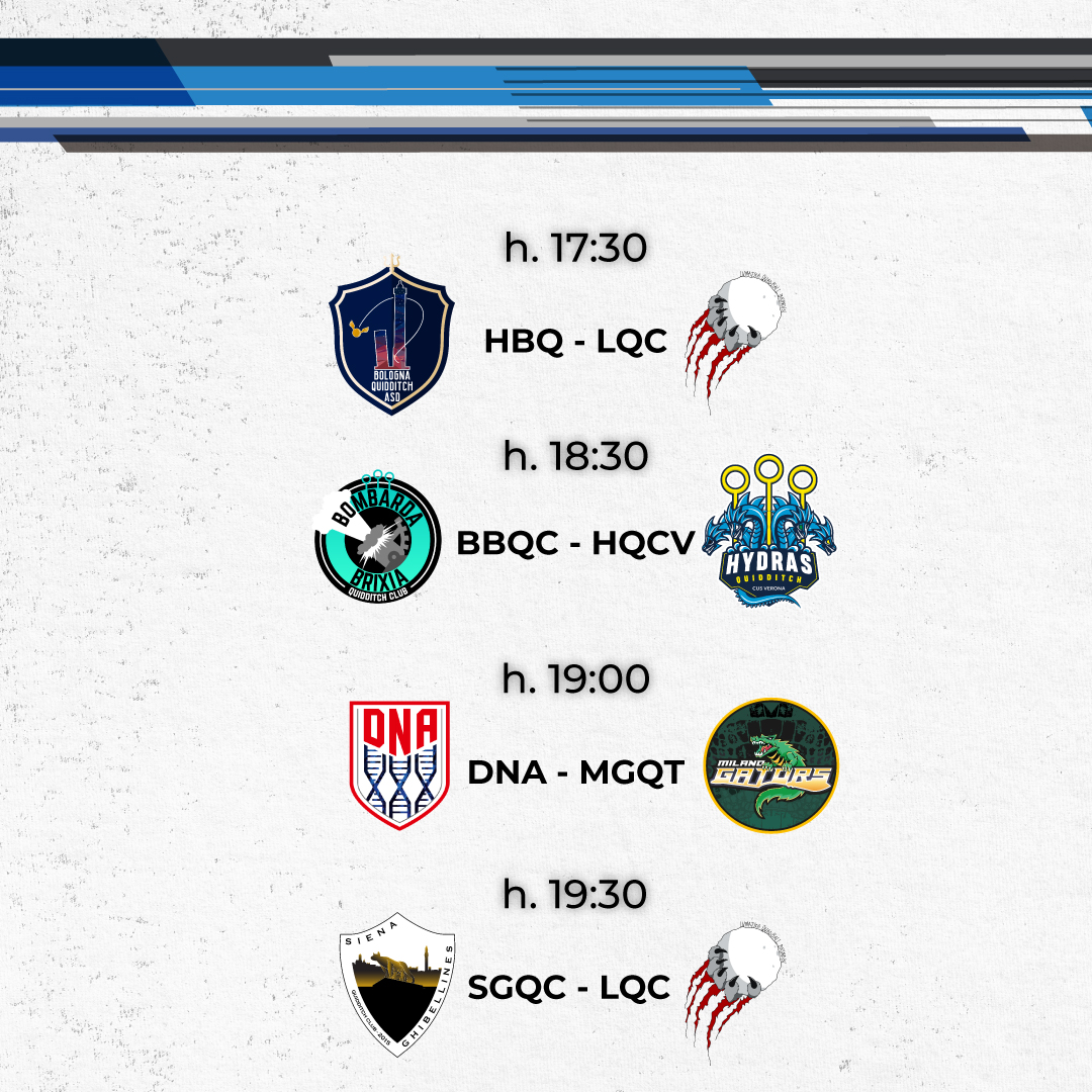 Ecco il programma ufficiale delle partite che determineranno chi si guadagnerà un posto nella prossima EQC! 

📅 9 e 10 dicembre
📍Campo sportivo Uopini (Siena)

#italiaquidditch #quidditch #RoadToEQC #euroqualifier