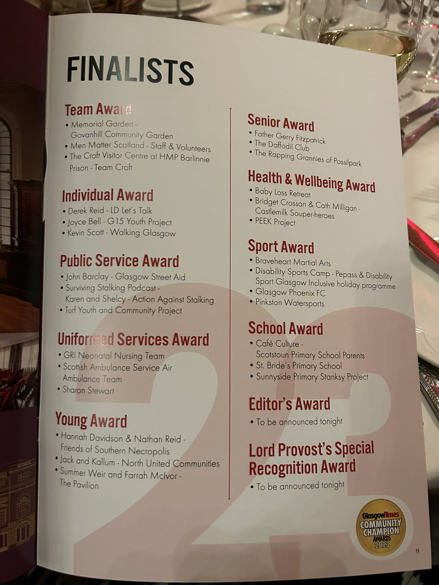 @PEEK_project_ #TEAMPEEK are here tonight at the @Glasgow_Times #GLASGOWCHAMPS Awards for ‘Health and Wellbeing’ congrats to all the finalists ❤️