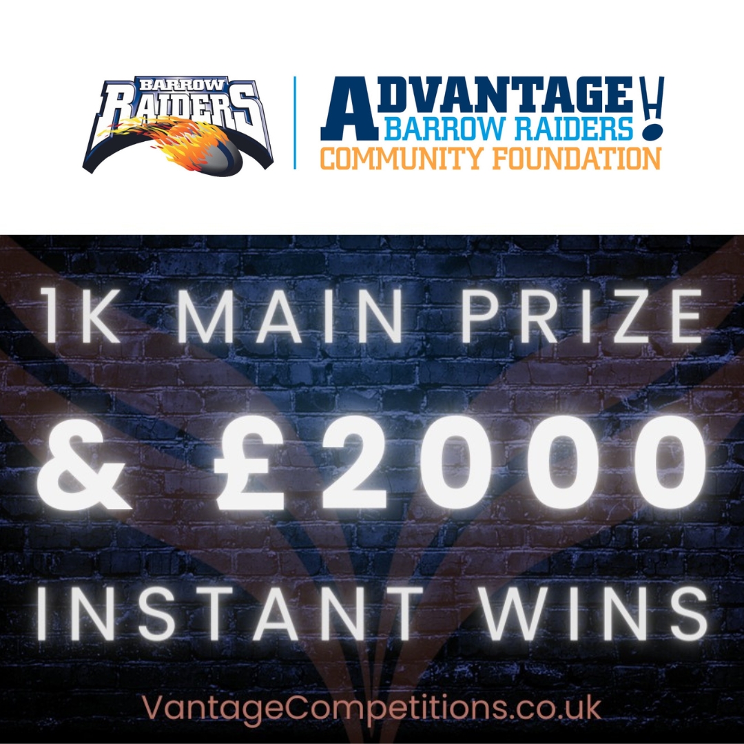 Club sponsors Vantage Competitions are running an exciting online raffle, with some big prizes up for grabs! 🎁

100% of the proceeds will go to <a href="/AdvantageBarrow/">Advantage! Barrow Raiders Community Foundation</a>, supporting the work being done across the local area.

Enter ➡️ pulse.ly/blwsvhlat6