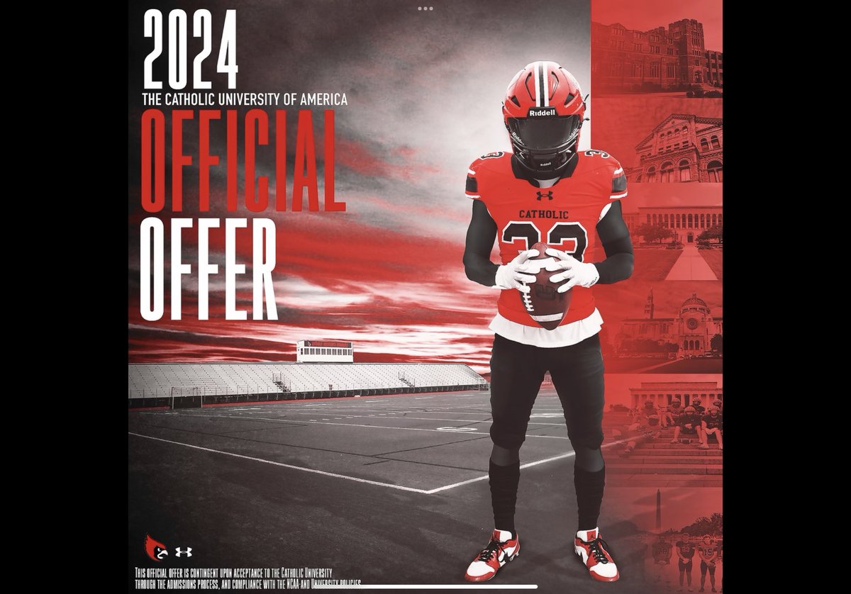 After a talk with <a href="/Coach_Beech42/">Brandon Beech🏈</a> I am blessed to say I received my first offer from Catholic university!