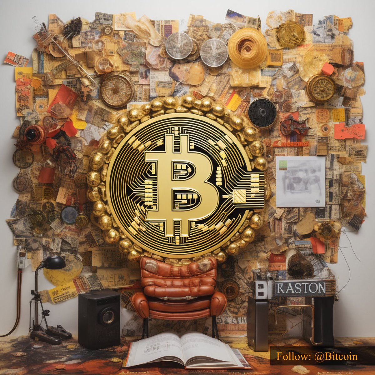 Bitcoin's tweet image. #Bitcoin is a vibrant collage of innovation, merging blockchain technology, decentralized finance, and digital currency to redefine the future of finance.