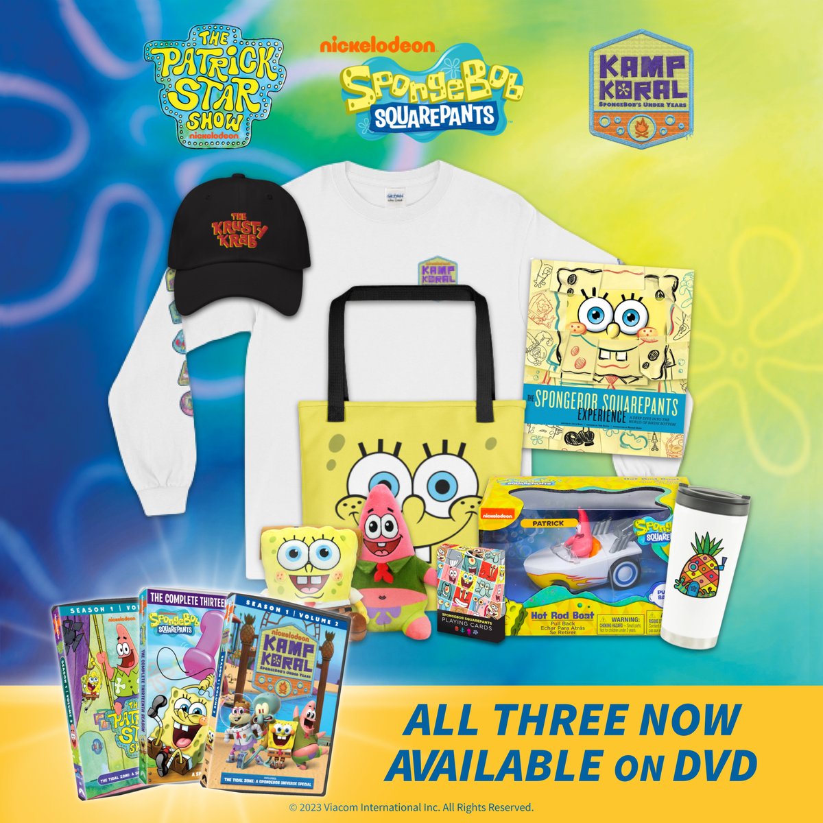 Soak it in! 🧽 We've got 2 #SpongeBobSquarePants bundles to give away in celebration of S13, #ThePatrickStarShow Vol. 2, &amp; #KampKoral Vol. 2 coming home

RT &amp; follow <a href="/getFANDOM/">Fandom</a> for a chance to win everything you see 👀