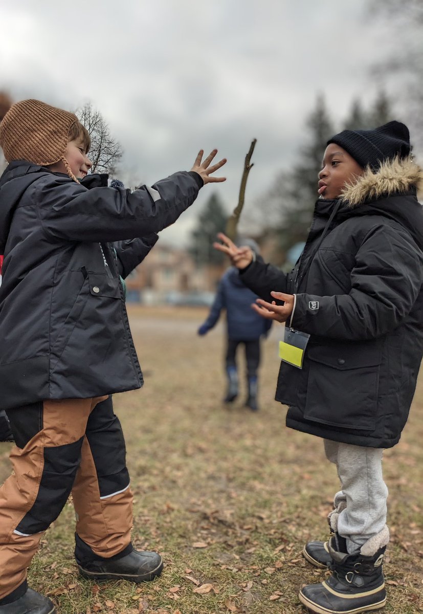 Quick game of rock, paper, scissors to advance through the monarch's life cycle. #SeventhStJS spent the day investigating how animals grow and change at the beautiful Humber River. <a href="/TOES_TDSB/">TOES_TDSB</a>