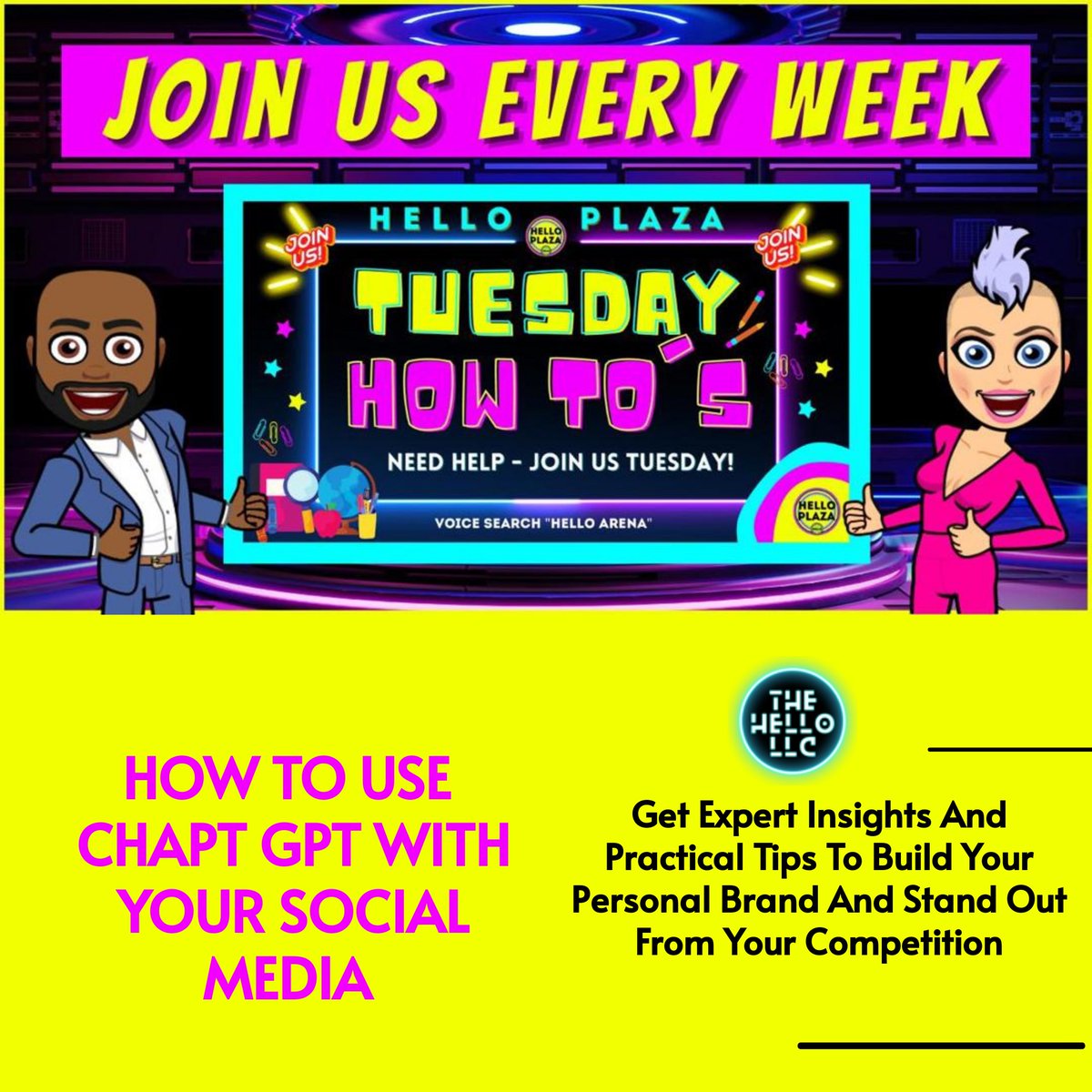 llc_hello's tweet photo. 🌟 Elevate your Social Media Game! 🌟

Join us this week on December 5th at 4:30 PM EST for an enlightening HELPFUL HOW-TO session! 📱💻

🔍 Discover the Topic: HOW TO: Use ChatGPT with Social Media

#HelpfulHowTo #ChatGPT #SocialMediaStrategies #InnovativeTools https://t.co/iEbGBA7R6e