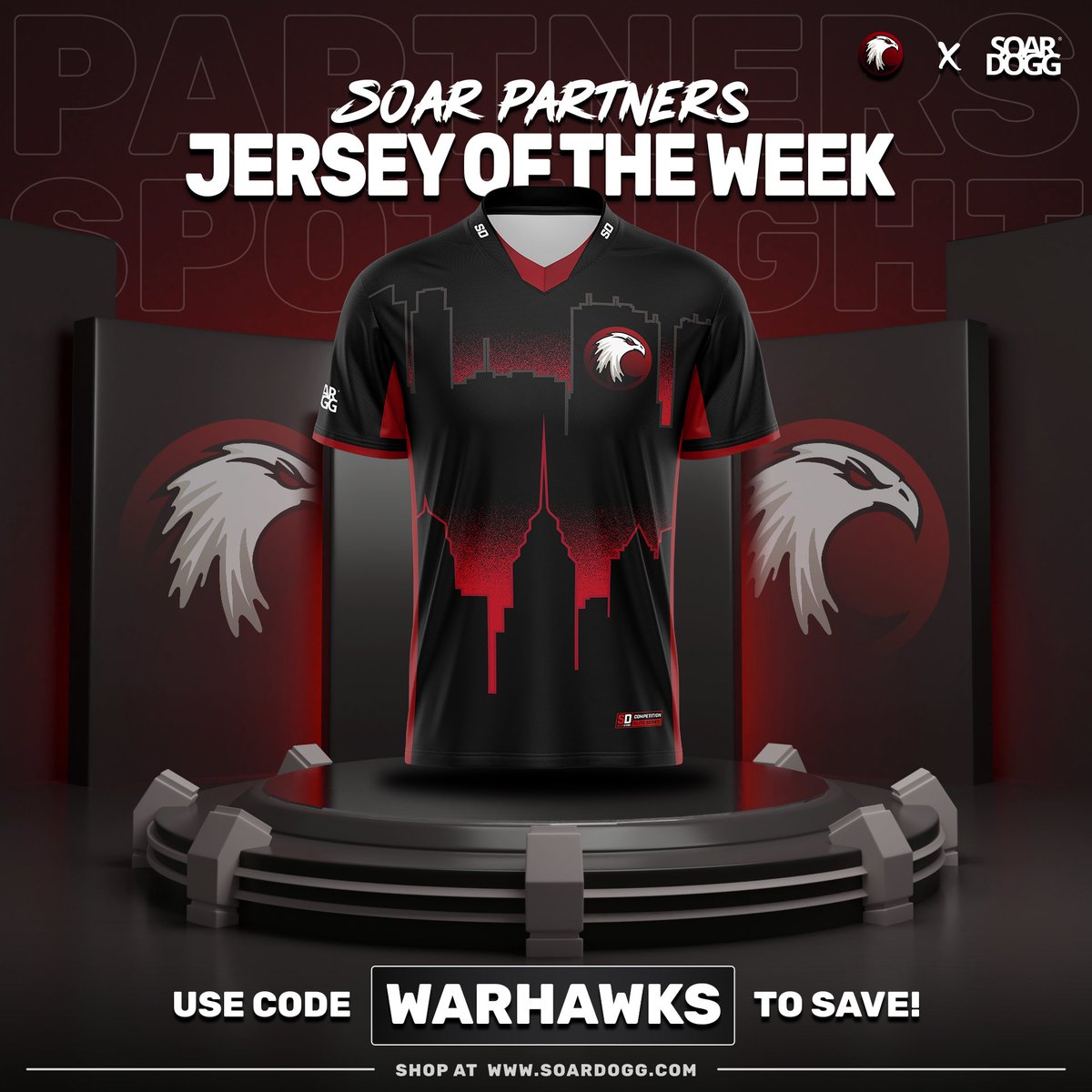 This week, we introduce to you our #SoarPartner Jersey of the week, featuring none other than
<a href="/PHIWarhawks/">Philadelphia Warhawks</a> 

These Jerseys are DOPE! 🔥soardogg.com/marketplace/te… Use code "WARHAWKS" to save!