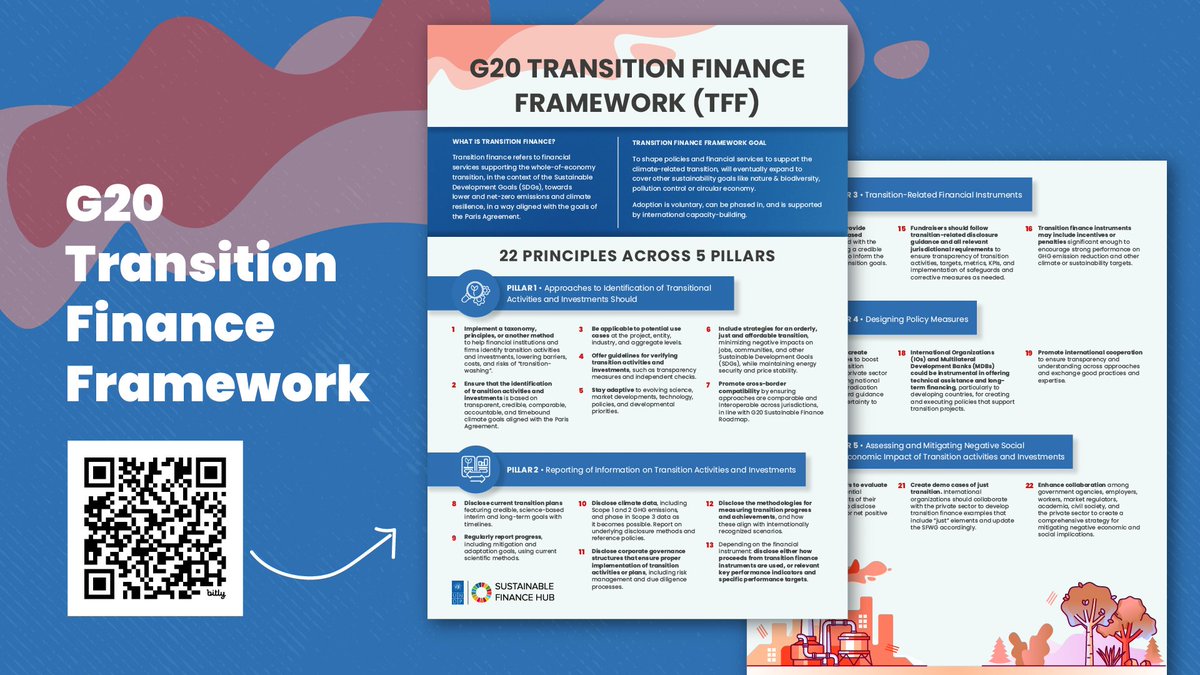 🌱 The #G20 #TransitionFinance Framework outlines a whole-economy approach to climate resilience, emission reductions & sustainability goals. #G20Indonesia @g20org Want to know more? Check out the #G20TFF 2-pager here 🔗 bit.ly/3RrjcYu