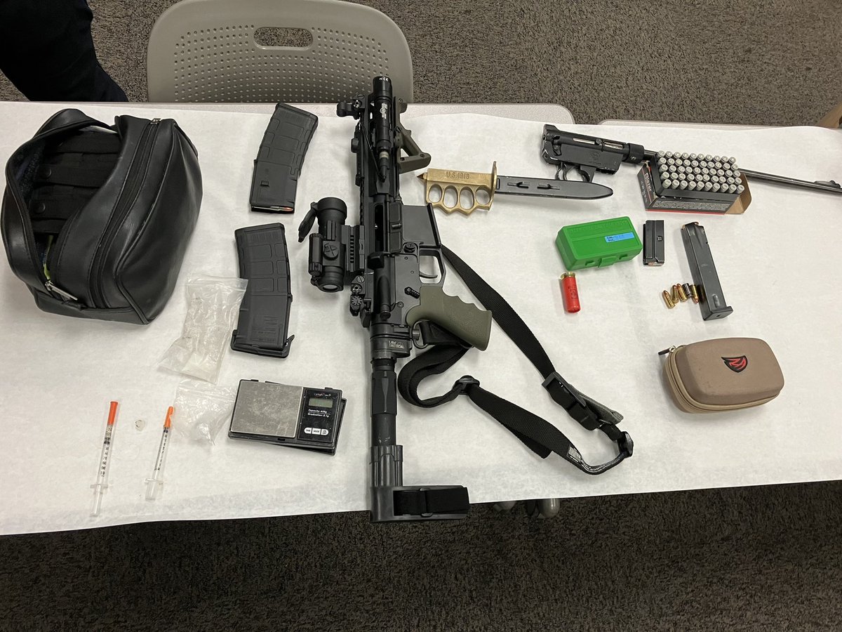 Over the weekend, officers were on routine patrol when they made a proactive stop on a suspicious vehicle. Their investigation led to the arrest of a convicted felon in possession of illegal weapons and narcotics. #WhileYouWereSleeping #ProactivePolicing #SafeAndSecure