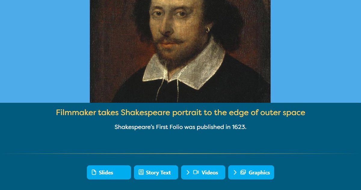 William Shakespeare's plays take readers to various times and places, yet one realm they omit is outer space. Recently, filmmaker Jack Jewers took the renowned playwright into Earth's atmosphere. Explore Shakespeare's lasting legacy with #NewsCurrents. knowledgeunlimited.com/educators/