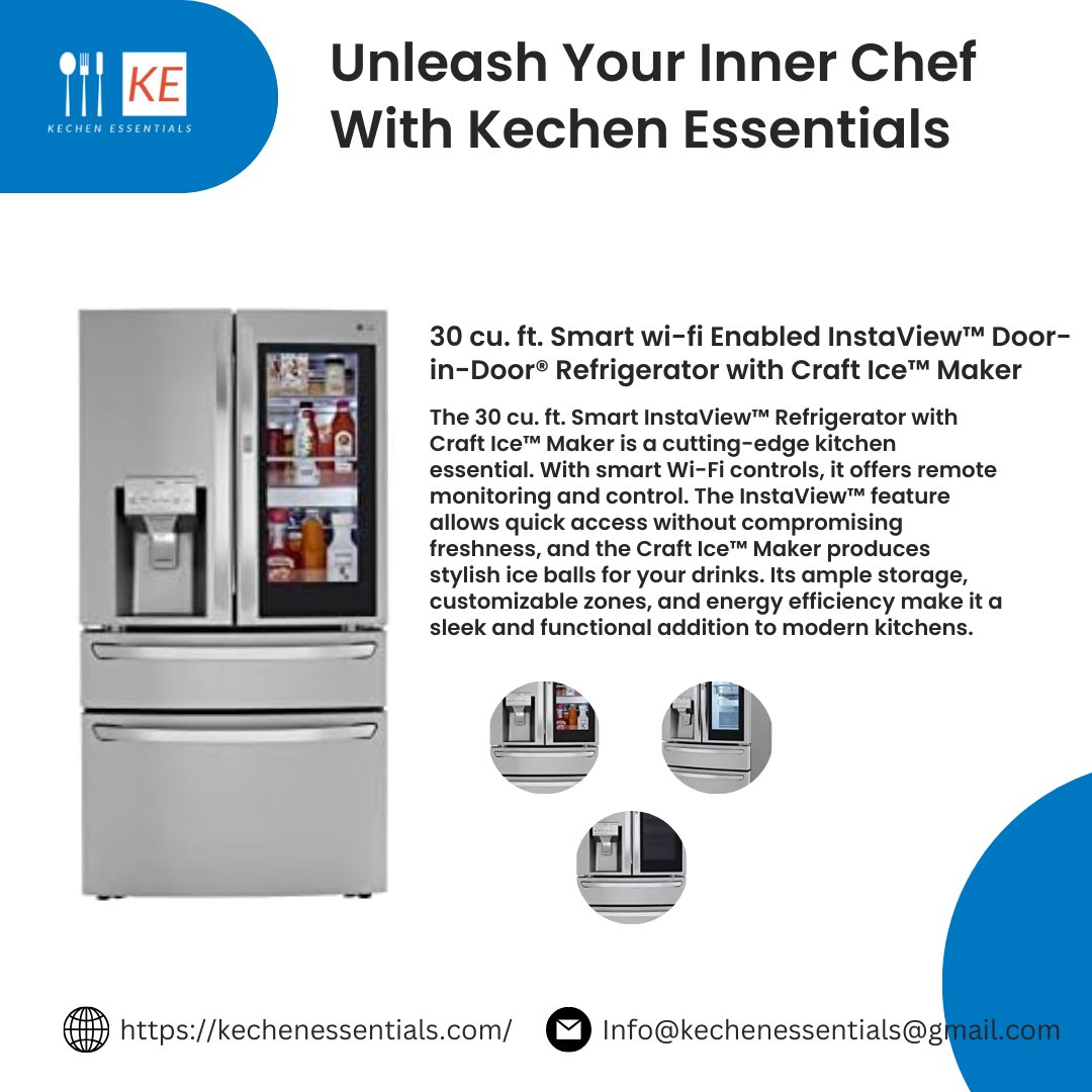 kechenessential's tweet image. &quot;Upgrade to smart refrigeration with our 30 cu. ft. InstaView™ Refrigerator. Craft Ice™ Maker for the win!

Buy Now
kechenessentials.com/index.php/prod…
#SmartRefrigerator #InstaView #CraftIceMaker #SmartLiving #KitchenInnovation #HomeAppliances