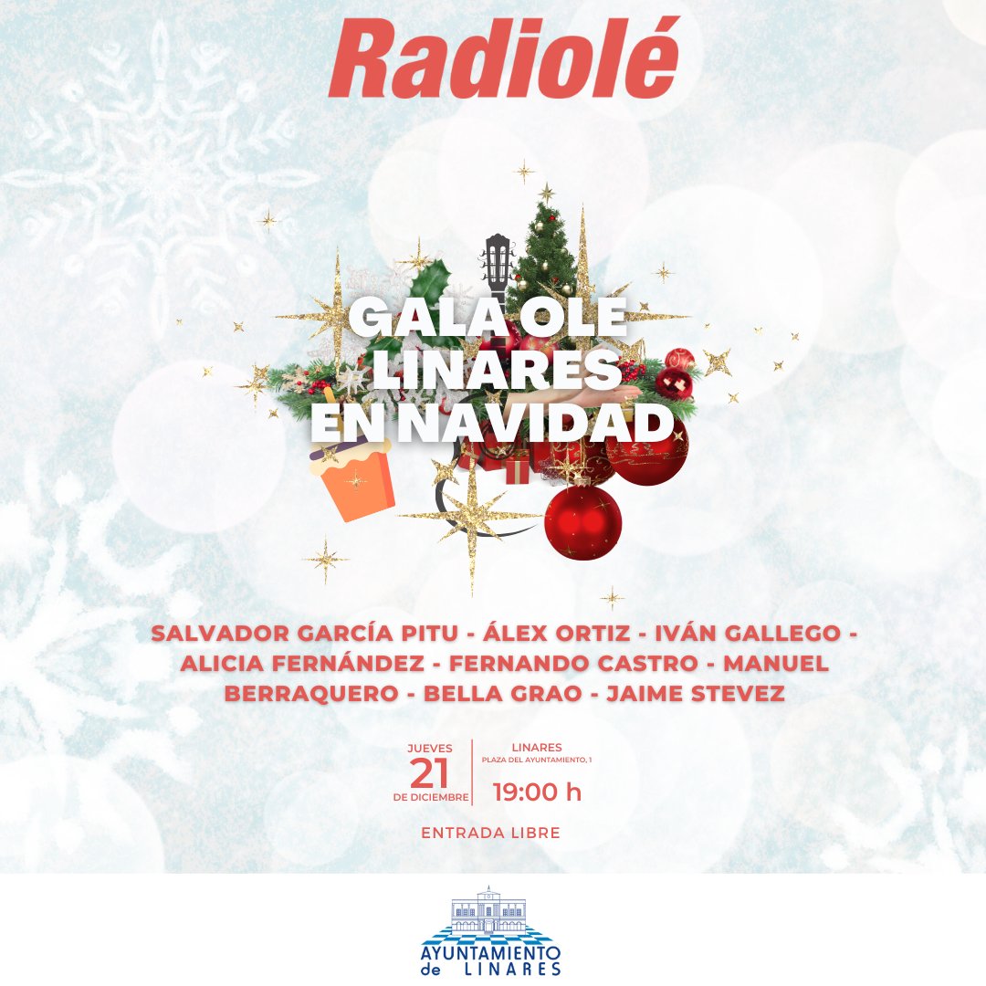 ¡La Navidad se vive por todo lo alto en Radiolé! Nosotros vamos a todas ¿Y tú?
<a href="/AlexOrtizOfic/">Alex Ortiz</a> Jaime Stevez Tamara Jerez <a href="/ivangallego_ofi/">ivangallegomusic</a>
Alicia Fernandez Fernando Castro
<a href="/ManuelBP92/">Manuel Berraquero</a> Tamara Alegre Nazaret Navarro <a href="/SalvadorPITU/">Salvador oficial</a> Bella Grao <a href="/lya_Musica/">LYA</a> <a href="/ortigosaoficial/">Ortigosa Oficial</a>