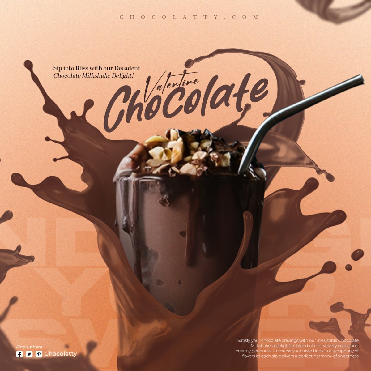 abdullahjisaan's tweet photo. Sip into Sweet Bliss! 🍫🥤

Excited to share my latest design for Chocolatty. Cheers to chocolatey goodness and nutty delights! 🌰✨

#abdullahjisaan #absaji #poster #posterdesign #socialmedia #static #graphic #graphicdesigner #marketing #advertisement #creativity https://t.co/dSlE0Ummy0