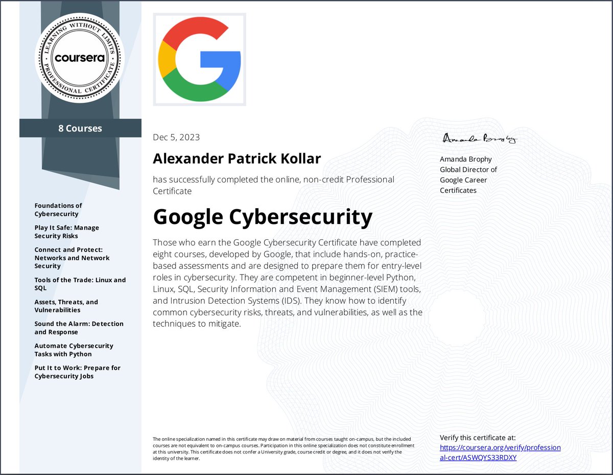 AlexKollarSSG's tweet photo. Looks like I got a new shiny medal. 
#cybersecuritytraining #CyberSec https://t.co/r6bFqujL0P