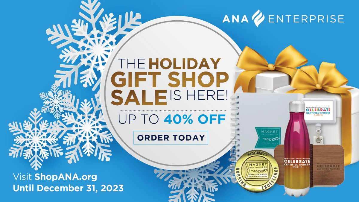 The #ANA Enterprise Gift Shop #Holiday #Sale is happening now! #Save up to 40% on all items until December 31. #Shop today for the best #gifts for #nurses! ow.ly/Pw9N50QfxIR