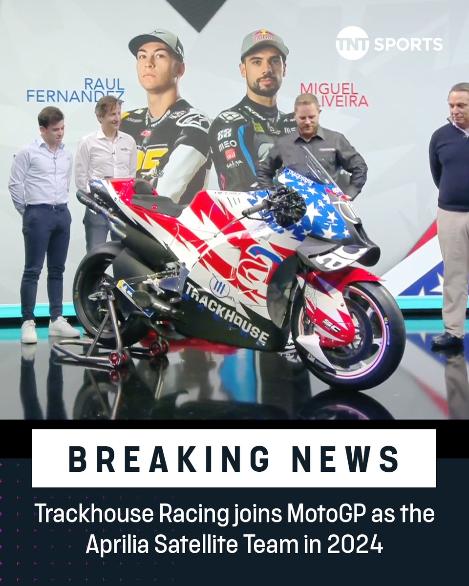 A brand new look for the Aprilia Satellite team in 2024! 🔥 

Welcome to the #MotoGP family Trackhouse racing ✊