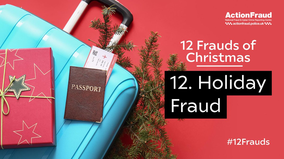 ⛱️ Thinking about going on a festive or New Year break this year?

🤔 Don’t be tempted by too good to be true deals on flights and accommodation. If something sounds too good to be true, it usually is. 

actionfraud.police.uk/holidayfraud #12Frauds