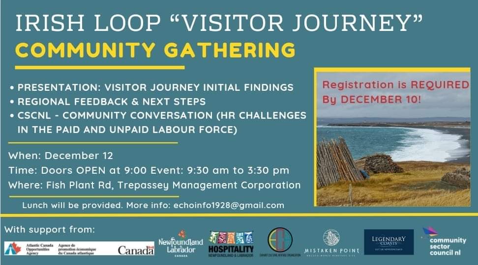 🍀➰️ Big things are on the horizon for the Irish Loop. 🤩 If you're a community building tourism champion, join us on December 12th to help shape the future of the Loop. More details & Registration: forms.gle/hmBxszcBwon96z… #partnerships #tourism #Newfoundland #Labrador