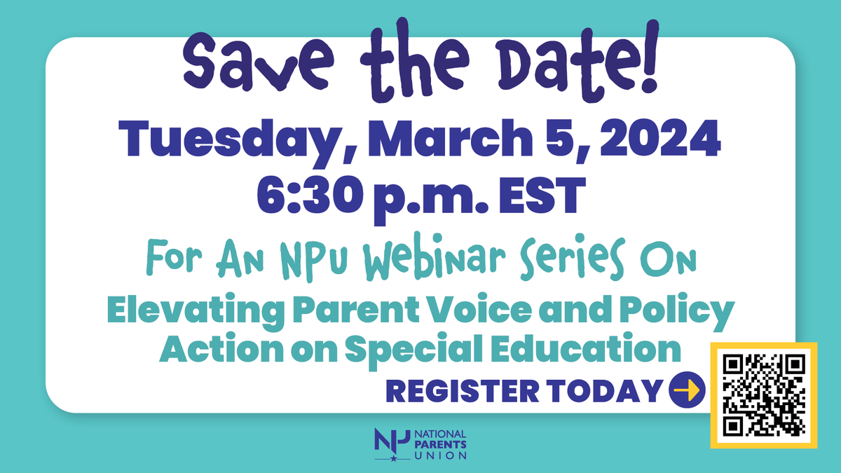 Save the date, March 5 for @NationalParents Town Hall Series on #SpecialEducation. 

Register streamyard.com/watch/vPTrVzZj…

#sped #IDEA #parents #section504 #literacy #dyslexia #dysgraphia #dyscalculia #OHI #adhd #Georgia