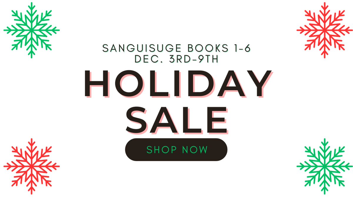 Sanguisuge sale! 12- 3 thru 12- 9 #christmasgiftideas
#christmasshopping #booksforchristmas #givethegiftofreading
#xmasisforbooks #iartg #ian1 #ASMSG #WritingCommunity
#readerscommunity #readers #WolfPackAuthors
#BookBoost @sharonL33940258 bit.ly/3wjJ7mX