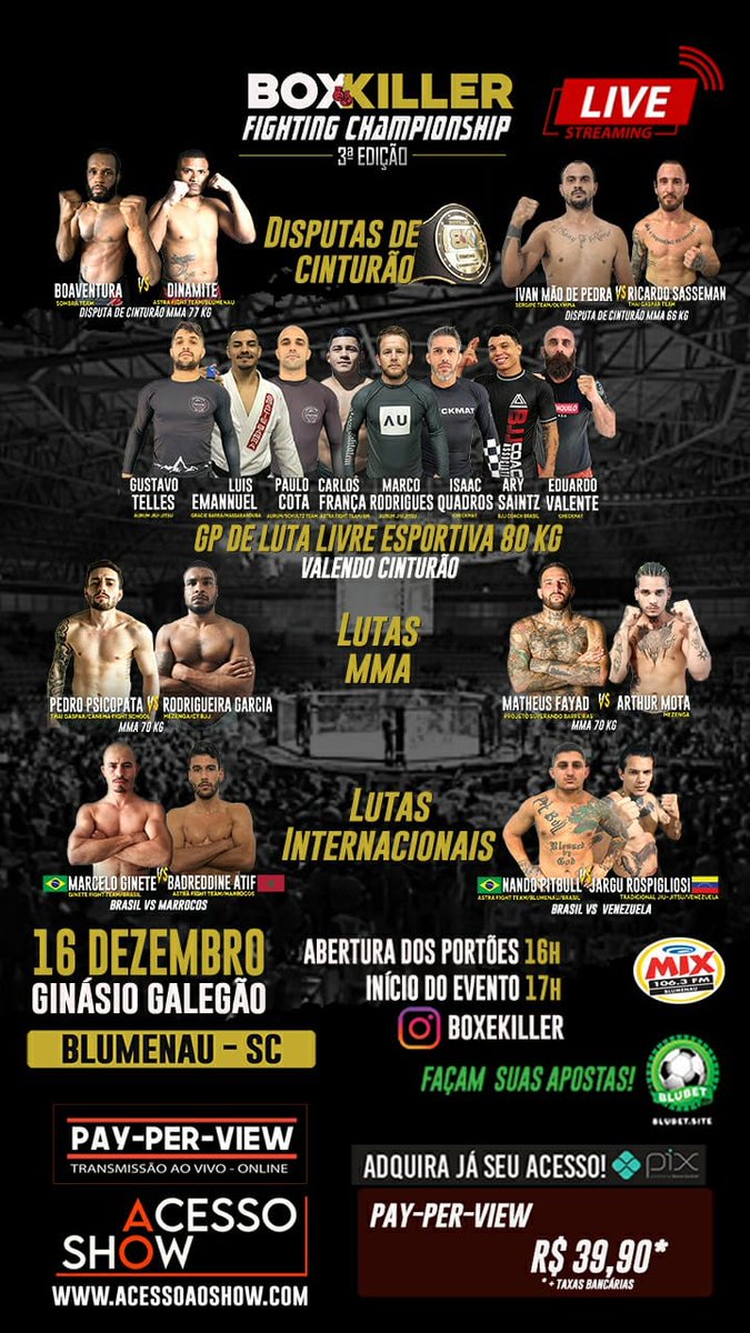 acessoaoshow's tweet photo. Marque  essa data 
16 Dezembro 
Assista ao vivo  ou onde você estiver https://t.co/sWPTAwOcBc @boxekiller 
Apoie  atleta.  Ao finalizar  a compra do seu  payperview 
Declare sua TORCIDA. 

#mma #jiujitsu #MuayThai #k1 #Brasil #Curitiba #fight #ppv #boxekiller https://t.co/IfNPgThx1S