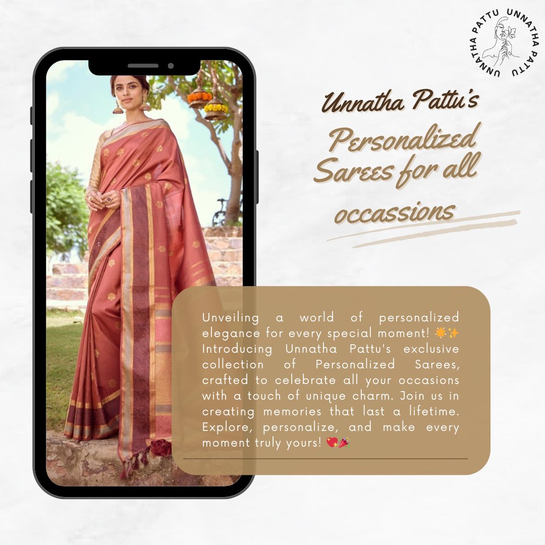🌟✨Introducing our exclusive Personalized Saree collection for every occasion. From birthdays to celebrations, make each moment uniquely yours💖🎀

#UnnathaPattu #SareeCelebration #natural #leo #Fashion #Arr #sareelove #natural #sareestyle #sareeswag #saree #sareebeauties #Dunki