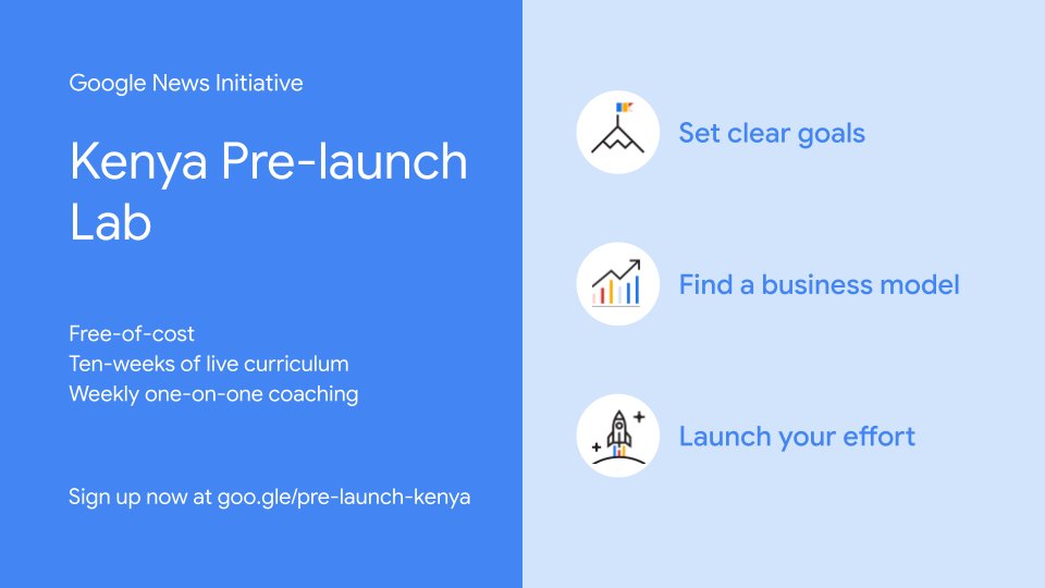 Ready to launch a digital news or content business? Applications are now open for our Kenya Pre-launch Lab, with @Code4Africa. ✅Free-of-cost, no tuition, no income sharing. Just the hands-on support you need to become independent, and stay independent. goo.gle/40Yg21n