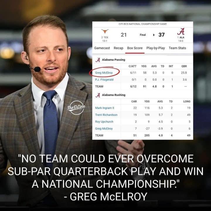 pipwf's tweet image. Here’s lookin at you @GregMcElroy 😒 The epitome of a #subpar quarterback and a giant tool 🙄 but your TEAM still overcame your crappy play bcs they were given a shot at the natty!  #CFPlayoff #FSUFootball #FSUTwitter #FSUGotRobbed #Hypocrite #BoycottCFP #SHUTUP