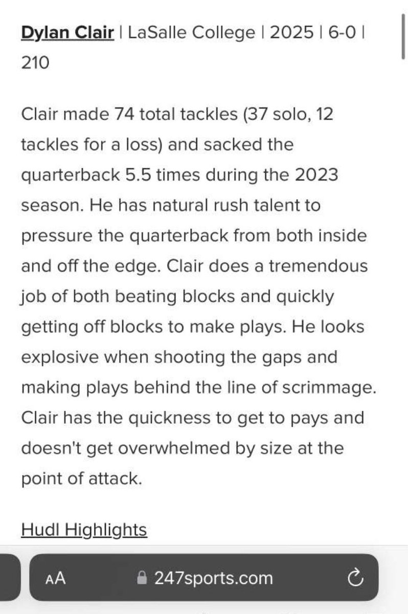 Dylan Clair (@d_clair1) on Twitter photo Appreciate the write-up! <a href="/EdOBrienCFB/">EdOBrienCFB</a> <a href="/LaSalleFball/">La Salle College HS Football</a> Appreciate the write-up! <a href="/EdOBrienCFB/">EdOBrienCFB</a> <a href="/LaSalleFball/">La Salle College HS Football</a>