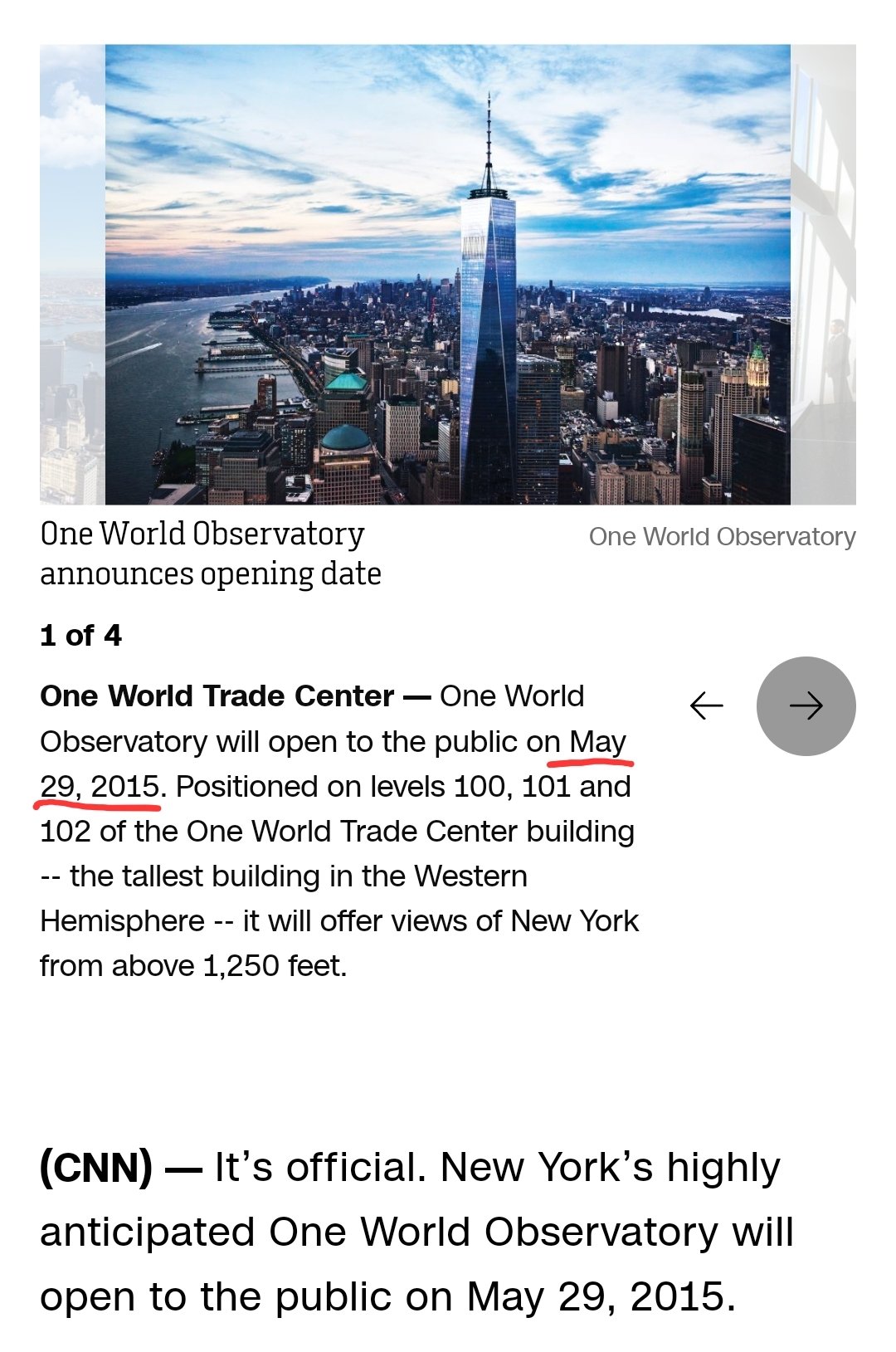 One World Trade Center Observation Deck to Open May 29