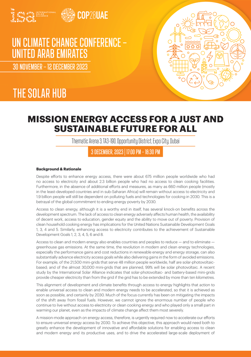 S20_India's tweet photo. Drive for energy access in mission mode was initially deliberated at #Science20 meeting on #CleanEnergy in #Agartala and found its way into #S20Communique. Great it's being discussed on the sidelines of #COP28 #UAE with #S20 Policy Chair, Ambuj Sagar. @isolaralliance @iitdelhi https://t.co/XE5eMJcSoT