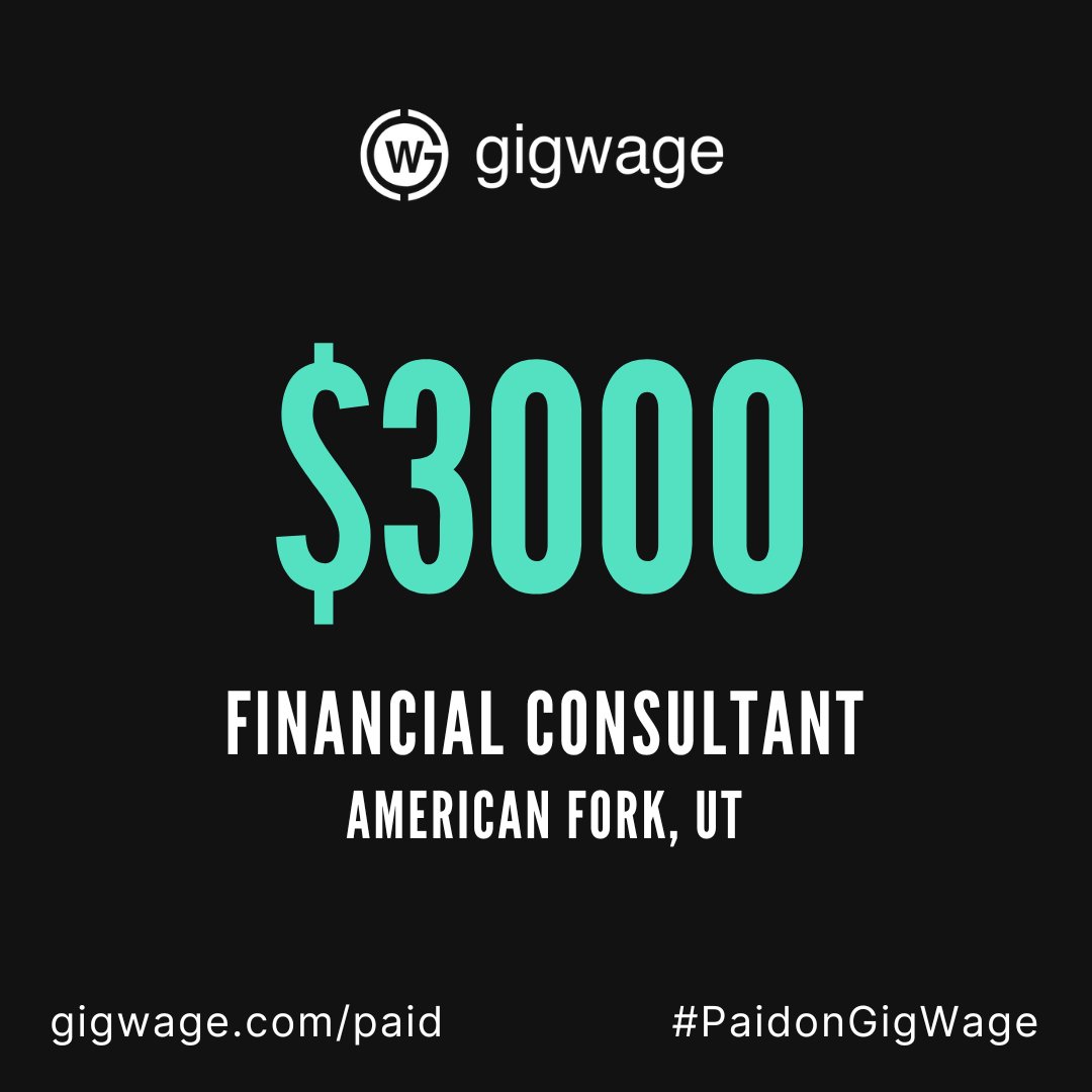 Financial consultant #PaidonGigWage