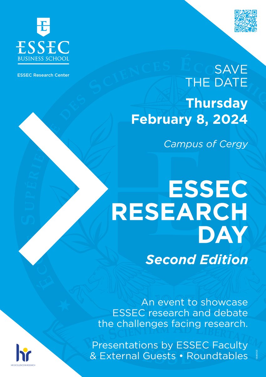 SAVE THE DATE:
The second edition of the ESSEC RESEARCH DAY on February 8th, 2024.
FREE REGISTRATION>> eventbrite.fr/e/essec-resear…