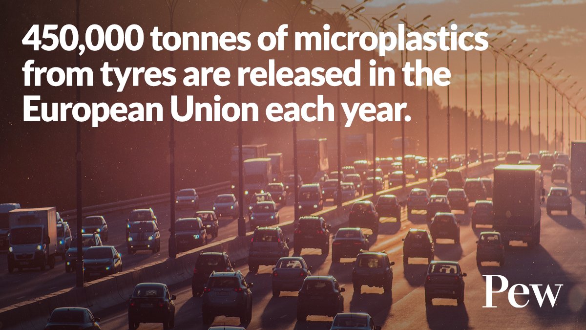 One of the leading sources of EU #PlasticPollution: 🚗 tyres

Currently, particles shed by tyres are unregulated. We can make a U-turn on tyre pollution, but it will require more ambitious legislation to limit these harmful emissions. pew.org/3uIj4uK