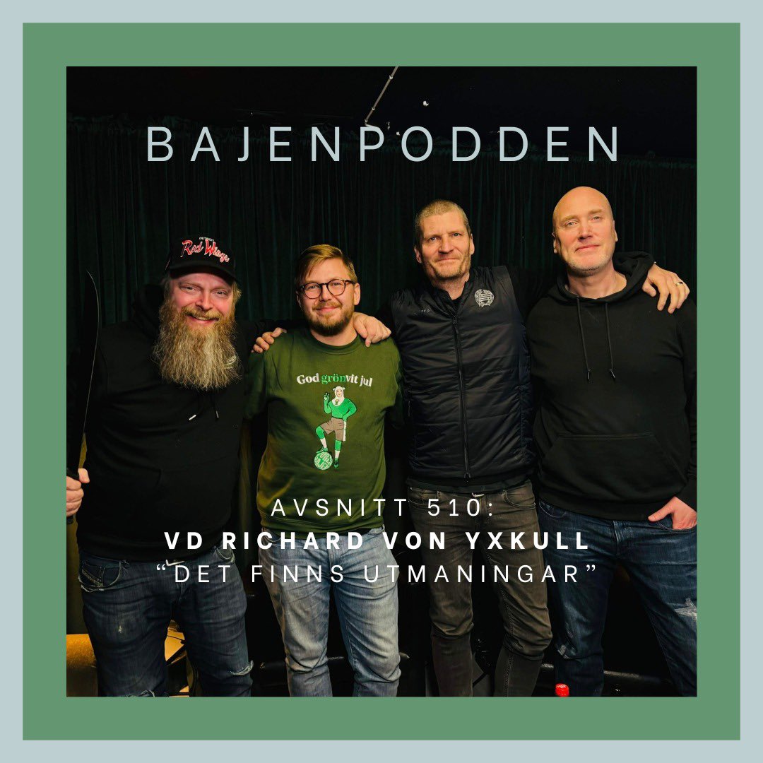 Bajenpodden's tweet image. Avsnitt 510 ”Det finns utmaningar” med Richard von Yxkull är nu tillgängligt för alla! Två timmars surr med Yxan där vi går genom omorganisation, ekonomi och rollen som VD. 

Hittas i din poddspelare eller ses rörligt på Youtube! 

podcasts.apple.com/se/podcast/baj…