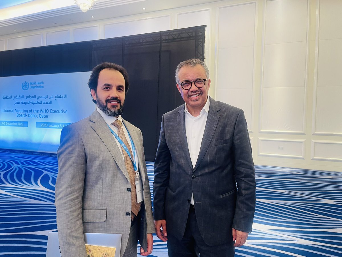 WahidMajrooh's tweet photo. Insightful discussions in Doha, Qatar at the WHO Executive Board informal Meeting, delving into critical areas “Governance, Strategic matters, Budget, and Finance.” Collaborative efforts for a healthier world. #WHO #GlobalHealthStrategy #HealthForAll #HealthEquity #Afghanistan https://t.co/6EvirRlTzu