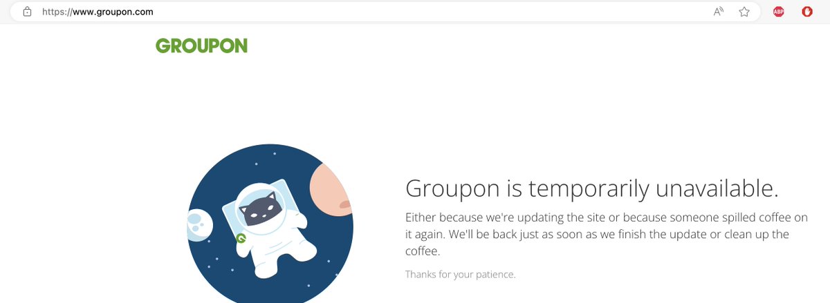 maluGhanshyam's tweet photo. @Groupon I cannot access Groupon website on my computer https://t.co/4aBMVynoaH 

https://t.co/YLwyDownCX
Says groupon is down for 10 days. 

Whats going on? https://t.co/ofpK4njHqu